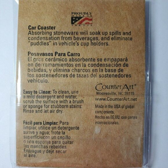 Counter Art Car Coasters Baseball Absorbent Stone Cup Holder Sports - SET OF 4 - Picture 3 of 4